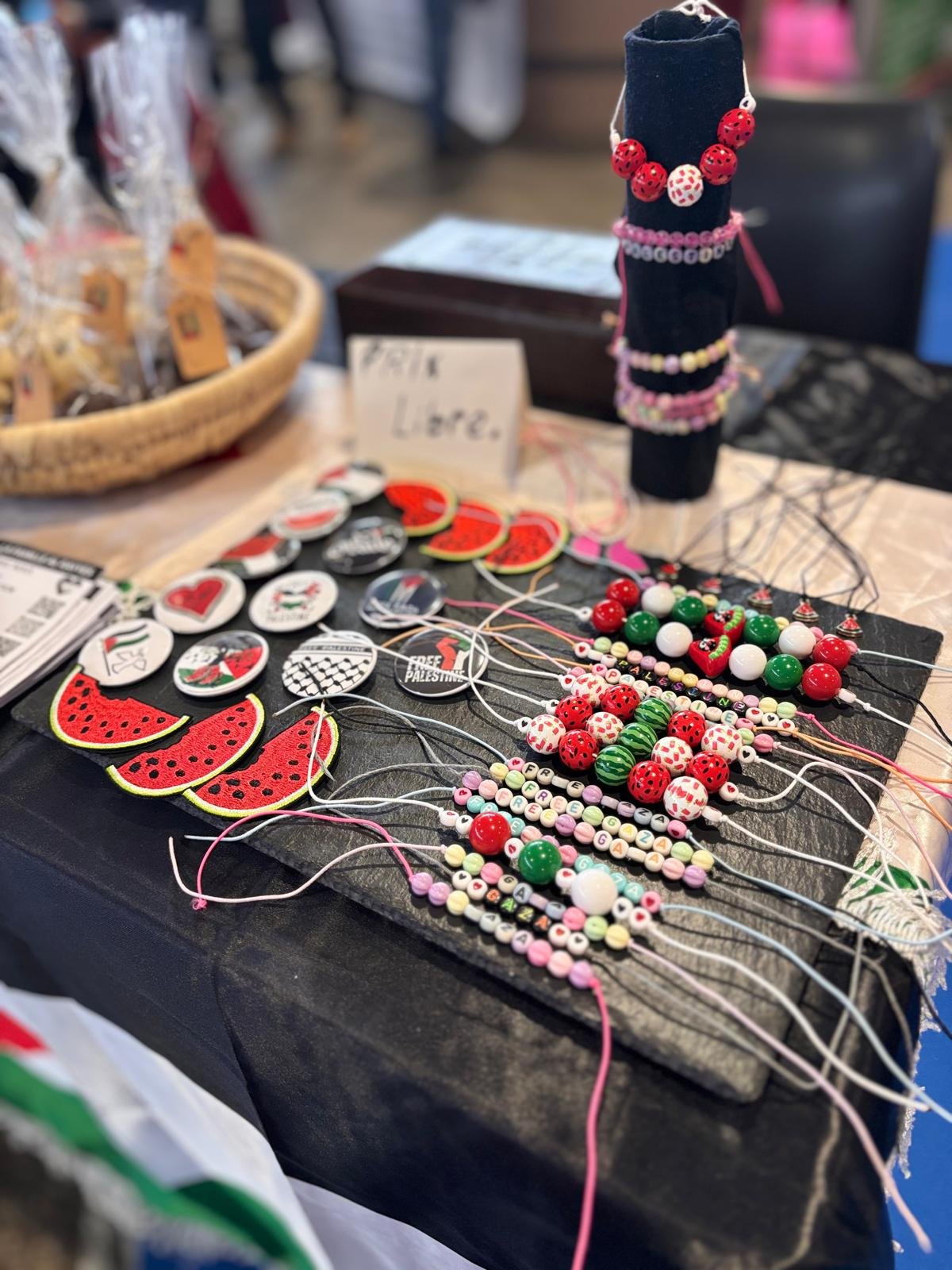 Bracelets and handmade items created to support solidarity initiatives