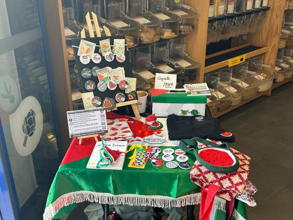 A solidarity stall in a shop in Brittany