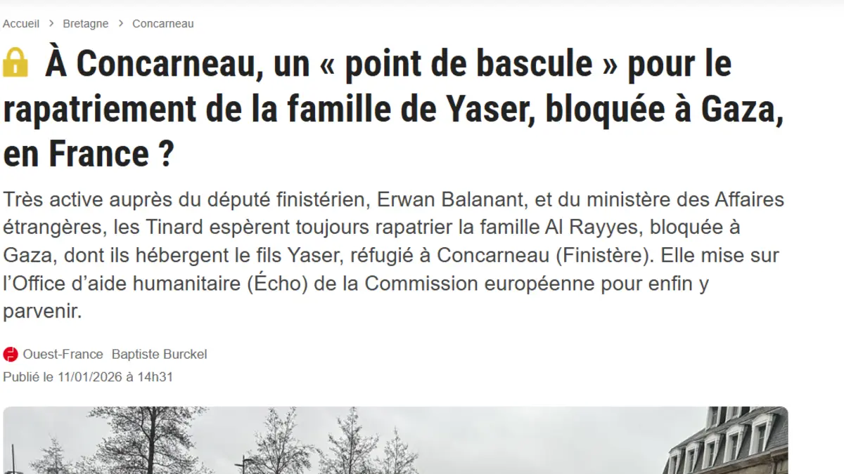 Screenshot of the Ouest-France article on a turning point for the Al Rayyes family