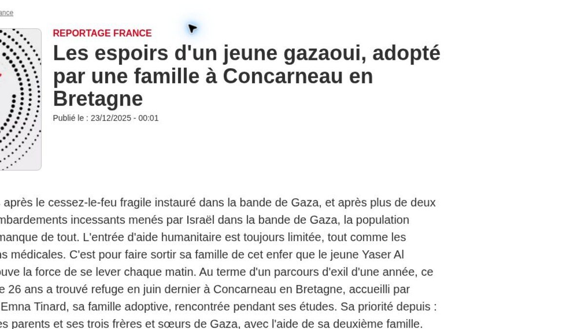 Screenshot of the RFI report dedicated to Yaser Al Rayyes in Concarneau