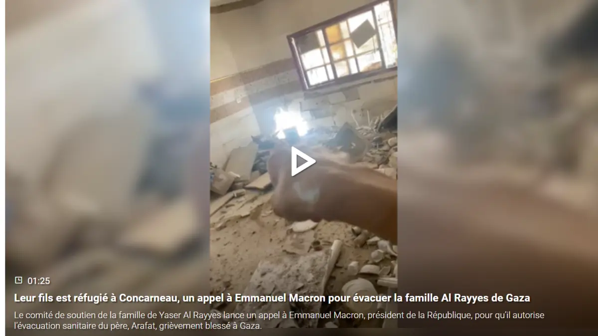 Video preview from Le Télégramme relaying the appeal to Emmanuel Macron to evacuate the Al Rayyes family